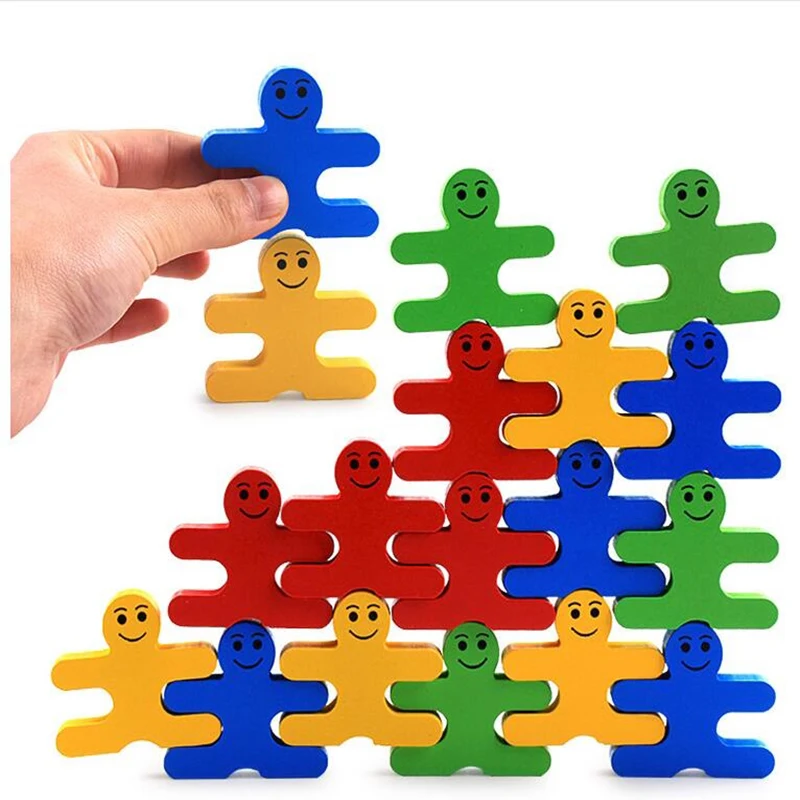 

Kindergarten Teaching Aids Wooden Creative Cartoon Villain Balance Building Blocks Children Educational Wooden Blocks Toy 16Pcs