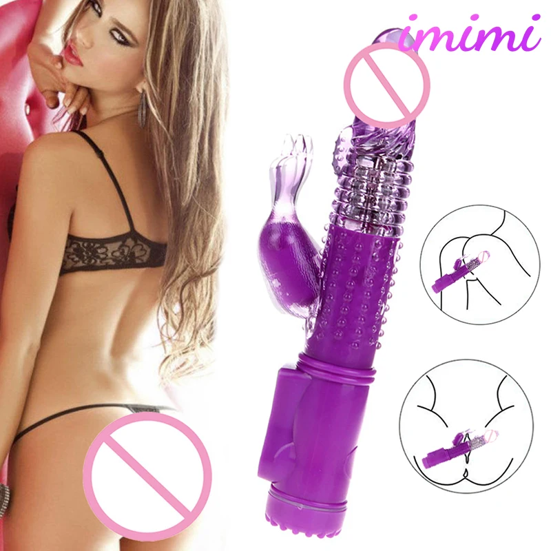 Realistic Dildo Vibrator Clitoris Stimulation Massager Famale Masturbator Rabbit Jelly Dildo Rotating Beads Sex Toys for Adults