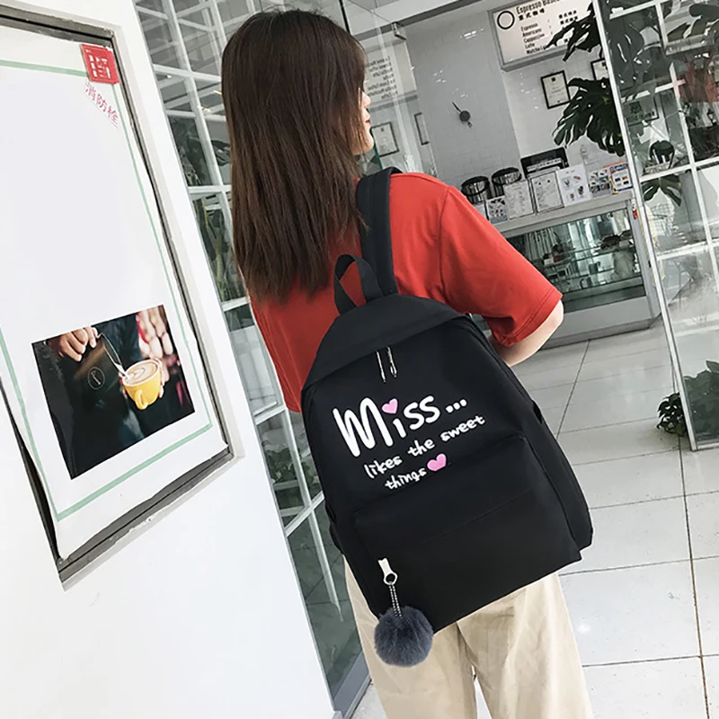 4Pcs/Set Women School Backpacks Schoolbag for Teenagers Girls Student Book Bag Student Backpack