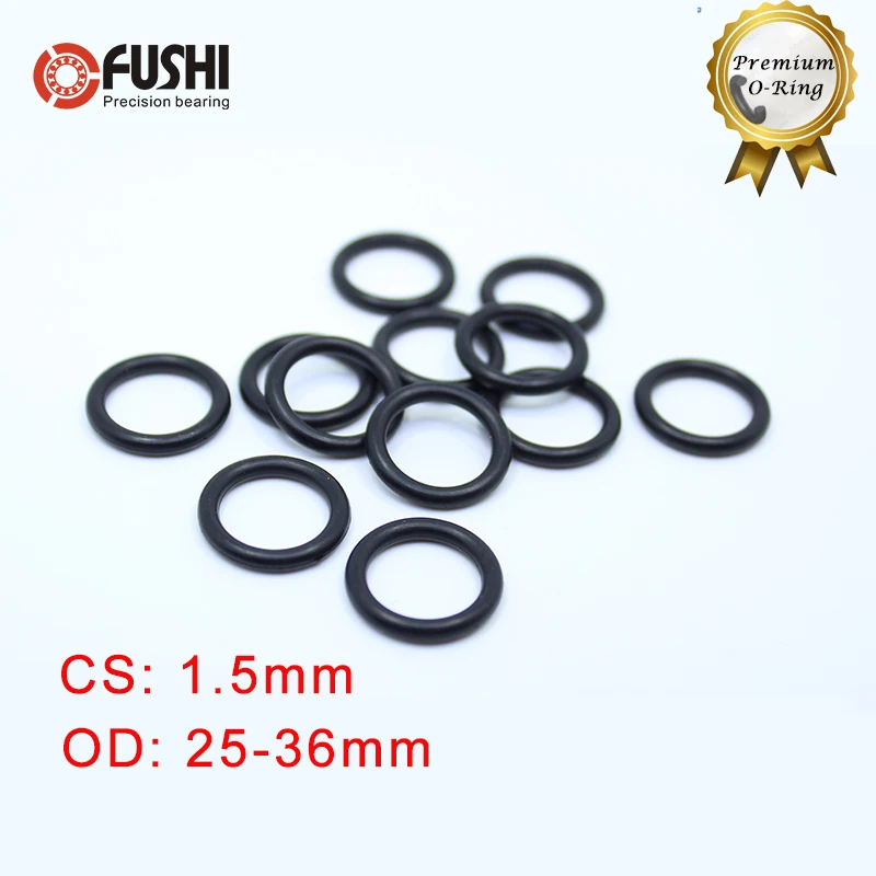 

CS 1.5mm NBR Rubber O RING OD 25/26/27/28/29/30/31/32/33/34/35/36*1.5 mm 50PCS O-Ring Nitrile Gasket seal Thickness 1.5mm ORing