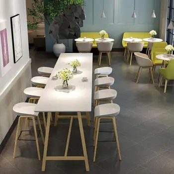 

Nordic Bar Chair High Stool Solid Wood Foot White Designer Modern Leisure Simple Chair Bar Bar