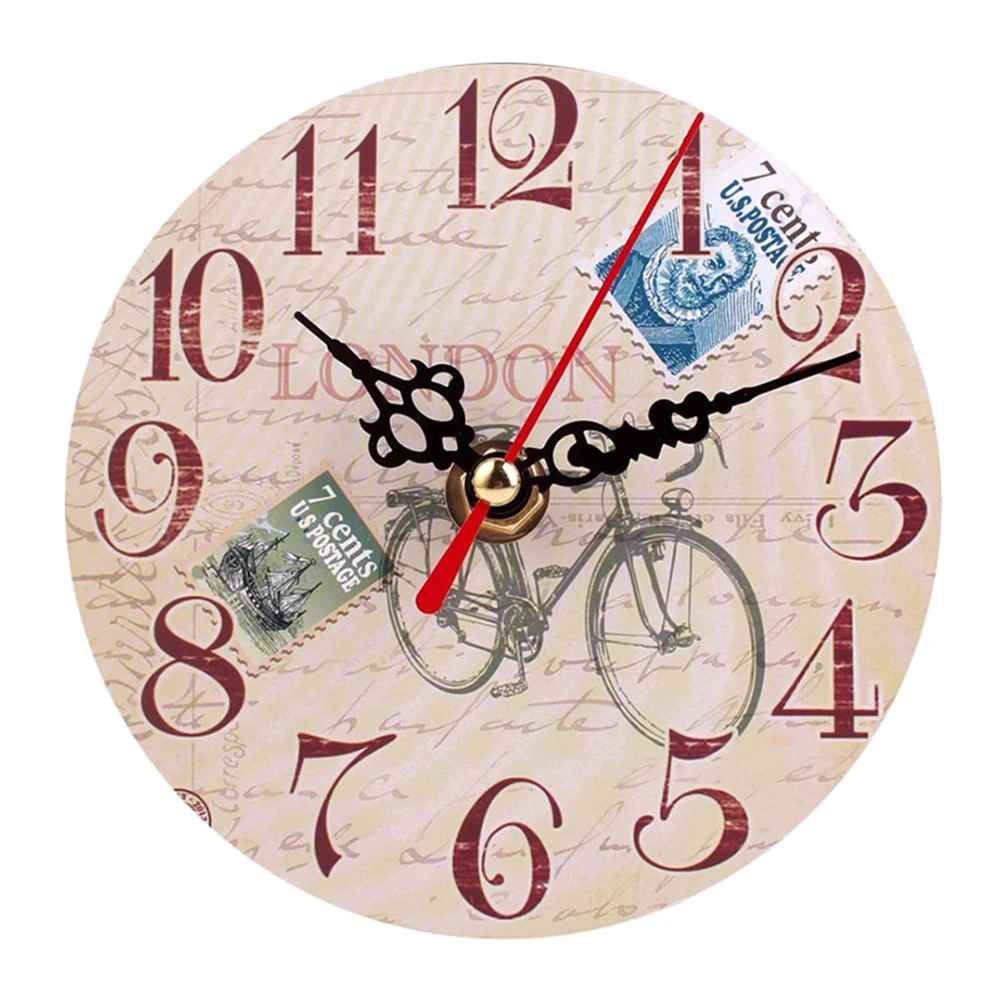 Chic Wooden Round Wall Clock Hanging Vintage Craft 3D Mute for Home Office Christmas Decor | Дом и сад