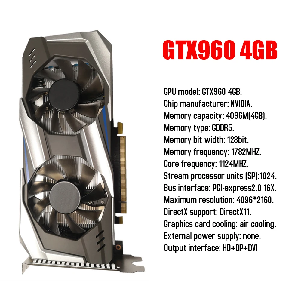 GTX960/750Ti/650Ti Video card Gaming Graphic Cards 128bit GDDR5 HDMI-Compatible for Desktop Computer w/ Dual Cooling Fan best graphics card for pc Graphics Cards