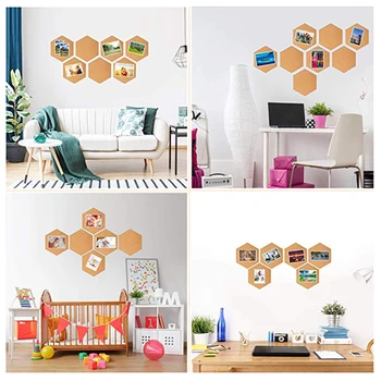 

8PC Hexagon Cork Boards Photo Wall Message Boards Self-Adhesive Background Wall Bulletin Wall Stickers (Brown)