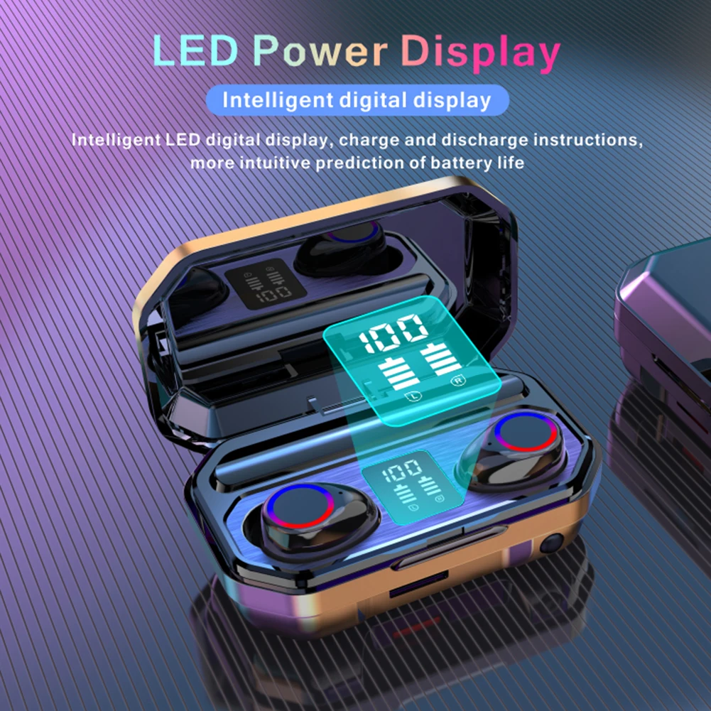 TWS Earbuds Wireless Stereo Bluetooth 5 0 Sport Earphones with Mic LED Power Display Mini Headphone Headset with Charging Box