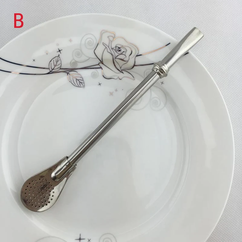 Drinking Straw Spoon Stainless Steel Tea Yerba Mate Straw Gourd Bombilla Filter Spoons Reusable Metal Tea Tools Horse Tea Spoon4
