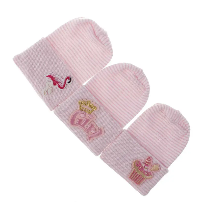 Baby Hat Knit Crochet Embroidery Patch Cap For Newborn Winter