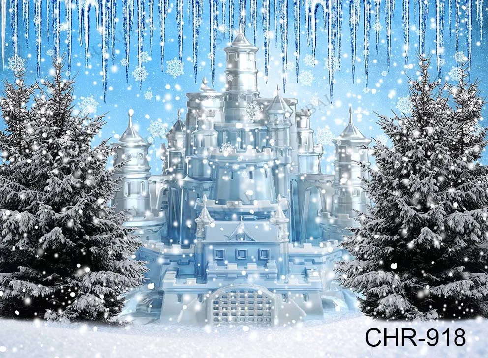 Winter Wonderland Kingdom Princess Castle Backdrop for Photography White Snow Frozen Girl Baby Kid Birthday Christmas Background