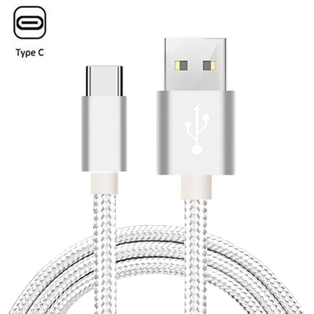 USB кабель для передачи данных для Xiaomi Mi A3 CC9 type C кабель нейлоновый провод для samsung S9 S10 S8 A50 A70 USB C Зарядка для huawei P20 P30 - Цвет: silver