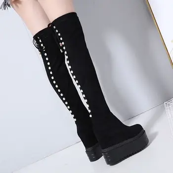 

Increase within Women's boots 2018 new ultra high 13 cm thick bottom Over the knee boots Europe America style long tube boot