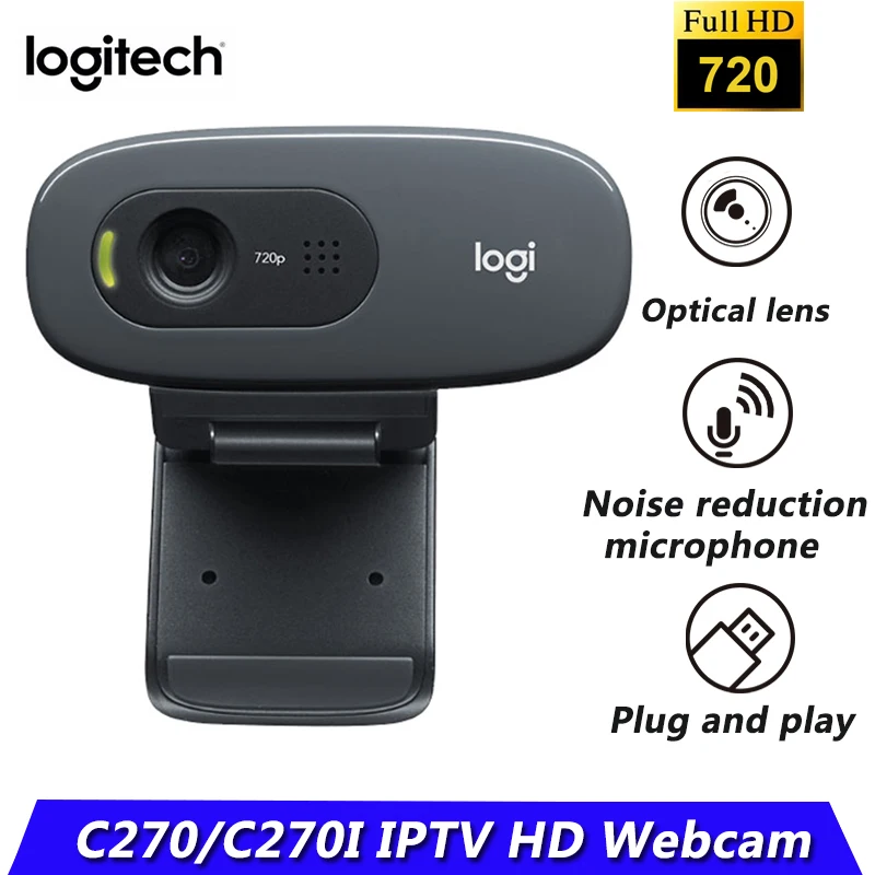 Logitech Webcam Camera Widescreen Free-Drive Web-Chat C270/c270i Original 720p USB2.0