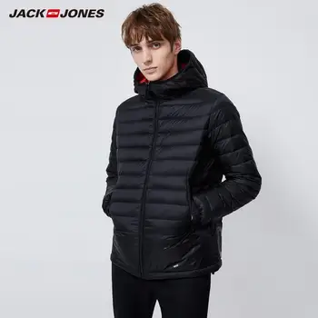 

JackJones Men's Warm Gray Duck Down Down Jacket Contrasting Hooded Male Down Jacket| 219412515