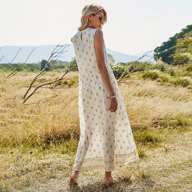 Abito estivo da donna senza maniche Jastie stampa floreale o-collo Boho  abiti lunghi Hippie Chic Casual Beach Maxi Dress abiti 2022 - AliExpress  Women's Clothing