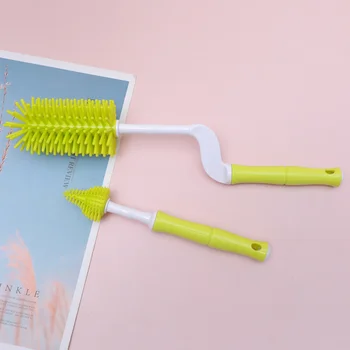

1 Set Durable Pacifier Brushes Set Nursing Accessories Cleaning Brushes Set Rotatable Feeding Bottle Brushes for Baby Home (Yell