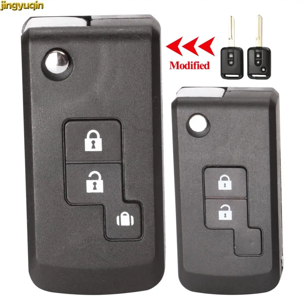 Jingyuqin Remote Car Key Shell For Nissan Qashqai Navara Micra NV200 Patrol Y61 Micra 350Z Pathfinder Modfieid Case Fob 2/3 BTNS xinyuexin remote car key shell case fob keyless entry for nissan qashqai micra navara almera note nv200 2 button car accessories