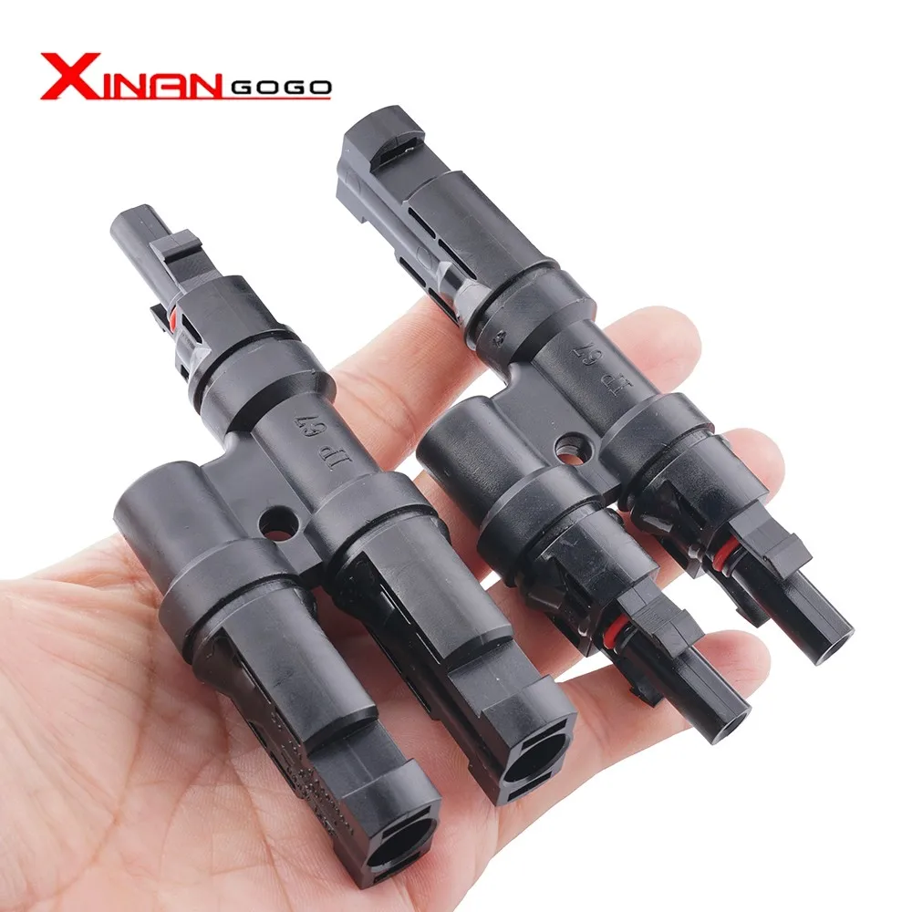 

1Pair Solar Panel Mounting Photovoltaic IP67 Waterproof Connector DC 1000V 50A 1 To 2 T Type For 2.5MM 4MM 6MM C