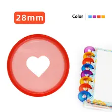 100 шт 28 мм блокнот в форме сердца с отверстием в виде гриба, пластиковые кнопки в рулонах с вкладышами, складной диск на 360 градусов, сделай сам, связывающее кольцо для записной книжки