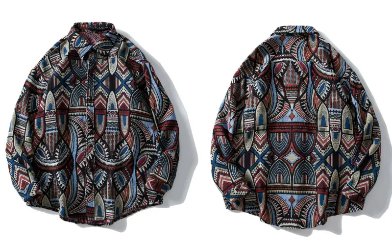 Southwest Indian Blanket Aztec Tribal Button Shirts