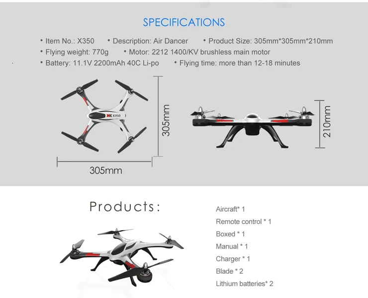 XK STUNT X350 4CH 6-Axis Gyro 3D 6G Mode RC Quadcopter RTF 2.4GHz 
