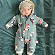 Детский зимний плотный теплый комбинезон для новорожденных мальчиков и девочек; зимний комбинезон с капюшоном и рисунком; теплое пальто; Верхняя одежда; Детский комбинезон