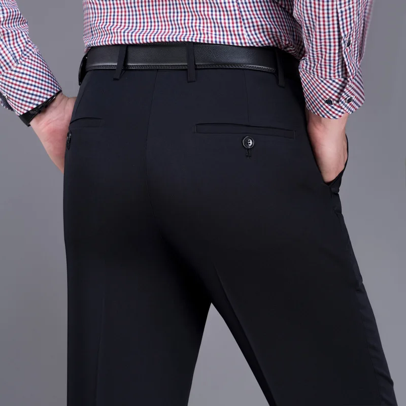 Новые осенние зимние мужские брюки толстые с высокой талией свободные двойные плиссированные мужские деловые брюки среднего возраста одиночные брюки