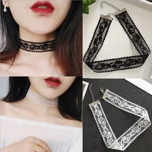 Новые модные украшения черно-белая тканевая татуировка в виде кружева чокер колье подарок для женщин девушек простое Ретро готическое бархатное ожерелье