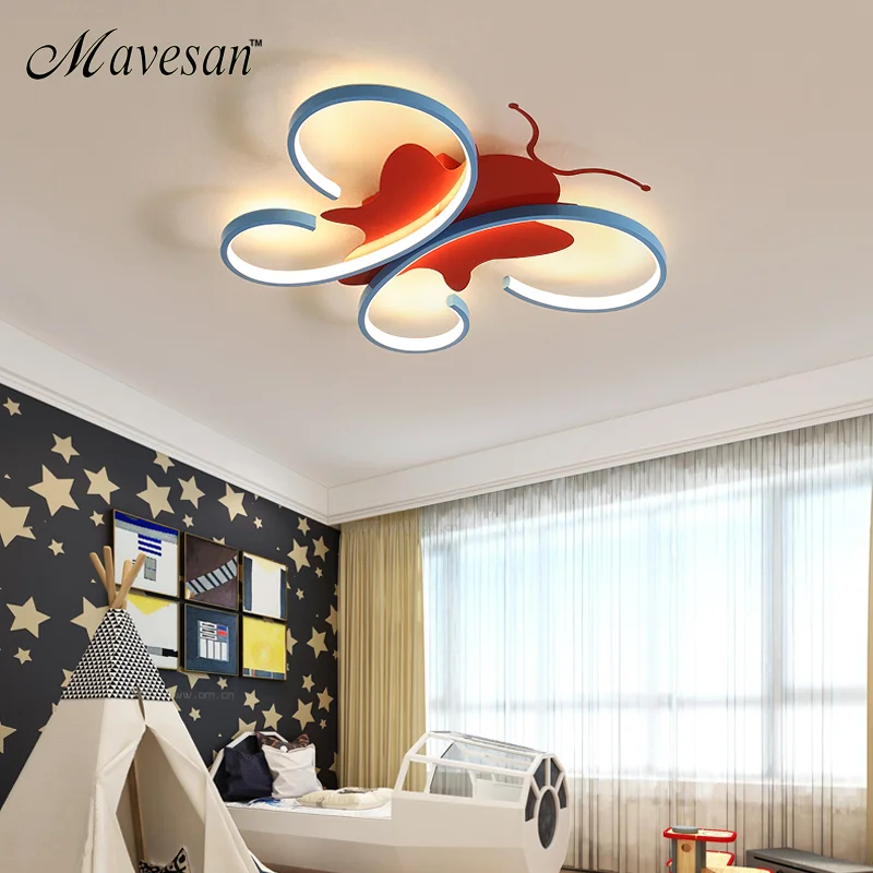 

New ModernRed/Blue butterfly Led Ceiling Lights Lamp For Child Bedroom Study Room Remote Control Cartoon Designer Lamparas
