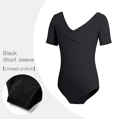Ballet Leotards Kids Gymnastics Leotard Girls Dance Bodysuit Dancewear Dance Costumes Toddler Cotton Dance Leotard Short Sleeves Black Closed Crotch