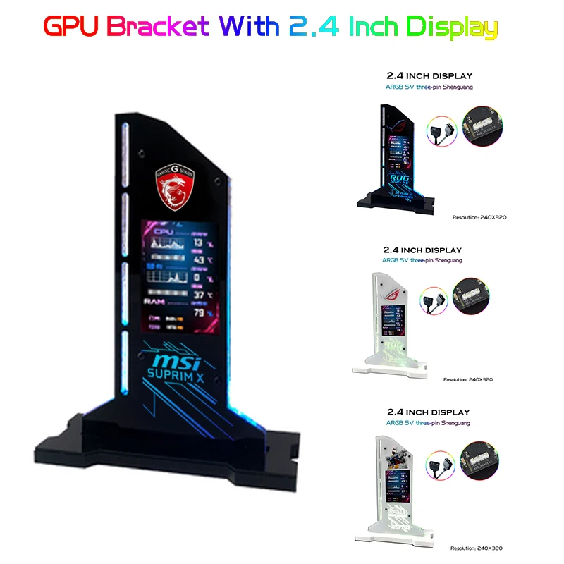 Вертикальный кронштейн для графического процессора ROG MSI 5V ARGB со светодиодным