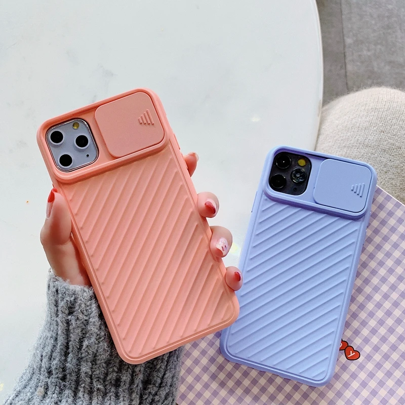 For iPhone 11 Slide Camera Lens Protection Case For iPhone 11 Pro Max XR XS Max 6 6S 7 8 Plus X Soft TPU Silicone Back Cover