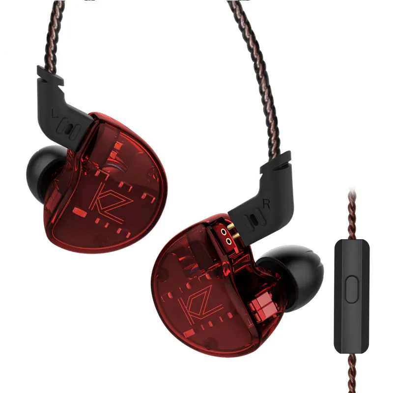 red with mic AK KZ ZS10 4BA+ 1DD гибридные наушники-вкладыши, Hi-Fi наушники для бега, спортивные наушники, наушники-вкладыши KZ ZS7 AS10 AS16 ZSN PRO ZSX AS12 - Цвет: red with mic