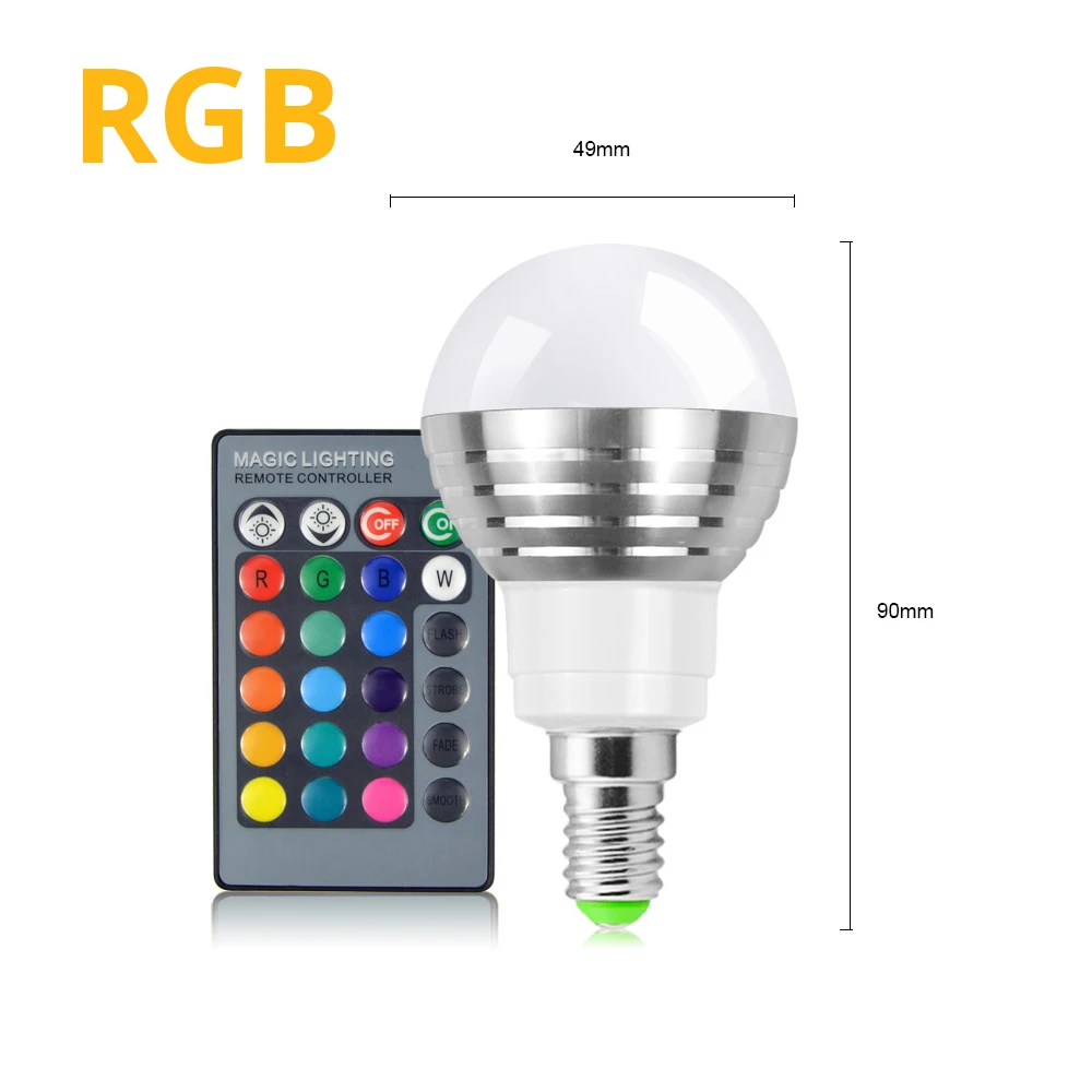 RGB-E14 E27 E14 110V 220V 85-265V RGB 16 цветной волшебный светодиодный Светильник-ночник с регулируемой яркостью сценический светильник светодиодный светильник/24key пульт дистанционного управления праздник - Испускаемый цвет: RGB-E14