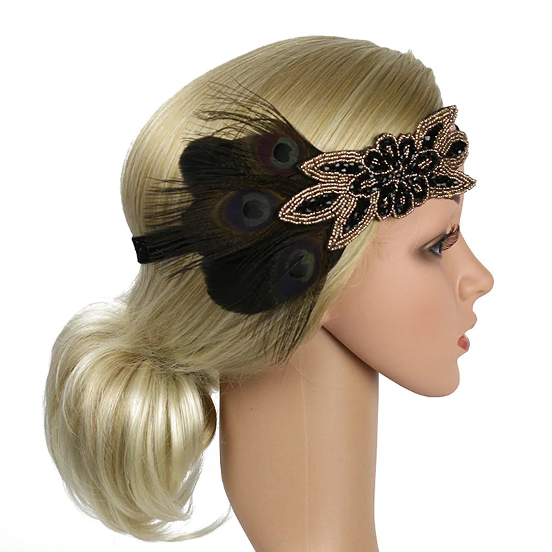 Women Great Gatsby Party Costume Accessories Set 1920s Flapper Accessories Feather Headband Gloves Cigarette Holder cosplay hats anime hair accessories 3 Pack