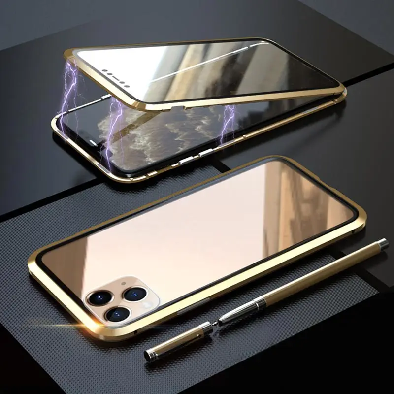 Suntaiho магнитный металлический чехол для iPhone 11 Pro Max XR XS MAX X закаленное стекло с магнитом чехол для iPhone 11 Pro XS чехол для Max XR