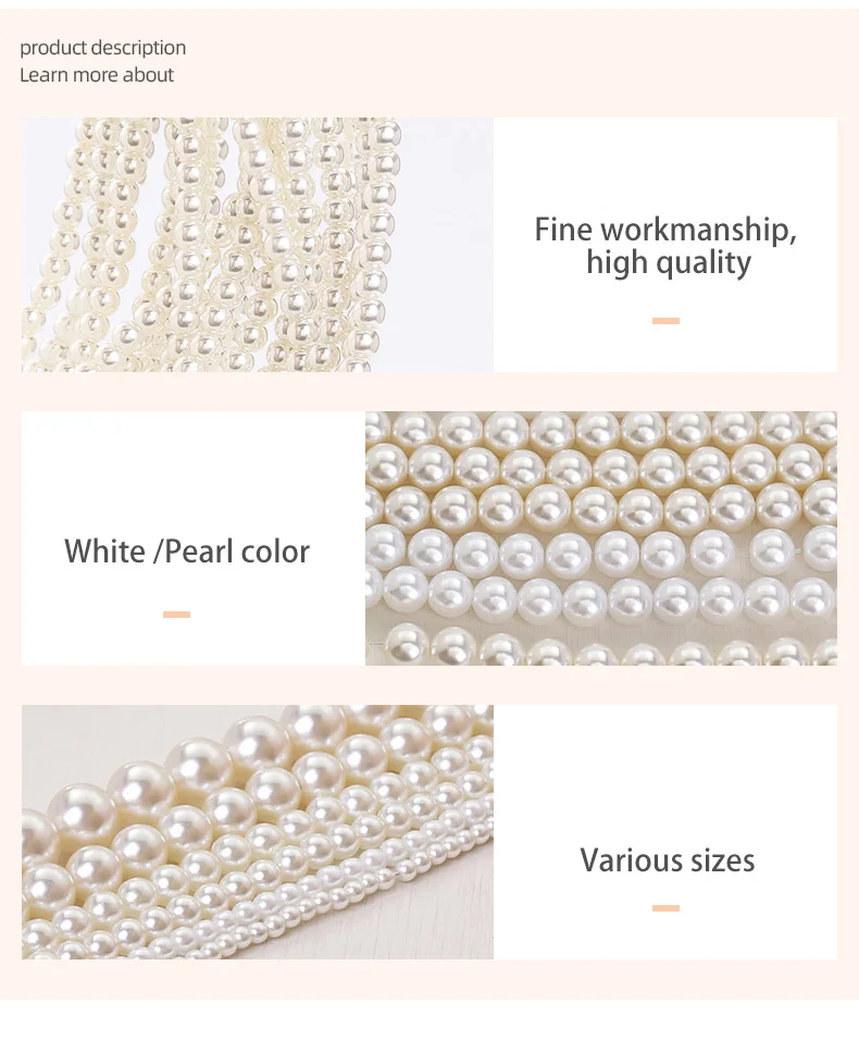 XiChuan 3/4/5/6/8/10mm Pearl High Quality ABS Beads Necklace Earring Pearl Diy Jewelry Accessories Loose Pearl for Needlework