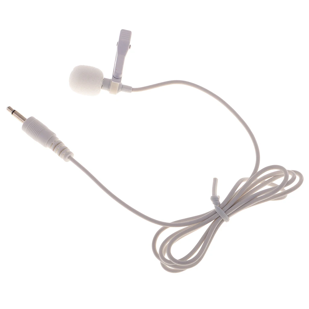 3.5mm Jack Plug Mini Condenser Microphone Lapel Collar Tie Clip On Mic White