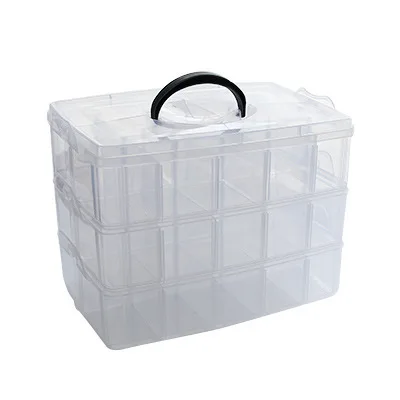 18/30 сетки трехслойная пластиковая коробка для хранения Дети DIY Скрапбукинг канцелярский контейнер прозрачный ремесло органайзер для бумаг - Цвет: medium