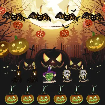 

Kuulee Halloween Decoration LED Iron Art 3M 10 LED Garden Home Fairy Hanging String Lights Halloween Decor Iron Pumpkin