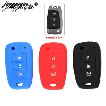 

jingyuqin 30pcs/lot for Hyundai Elantra Solaris 2016 2017 2018 3 Buttons Folding Remote Key Shell Car Key Case Cover Silicone