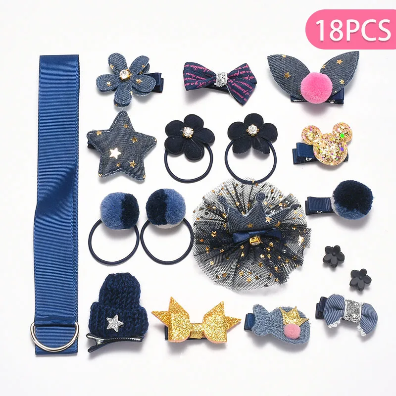 style 01 18pcs 18/24 предмет; нижнее белье из хлопка для детей; резинка для волос, комплект стильная футболка с изображением персонажей видеоигр женские аксессуары для волос для девочек головной Канат с изображениями цветов и животных, повязка на голову эластичная повязка на голову кольцо - Цвет: style 01 18pcs