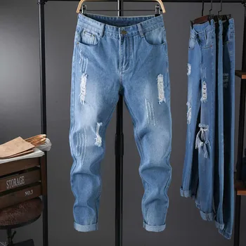 

Loose Casual Fashion Hip Hop Street Dance Denim Trousers streetwear joggers Pants Blue jeans fashion Casual Hombre 9.23