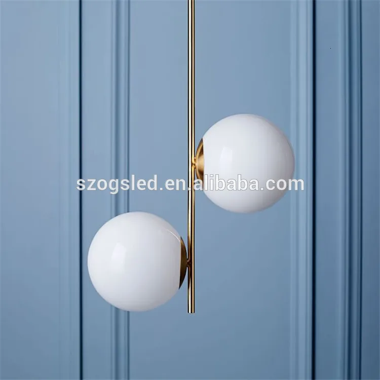 

Shenzhen Oriental Diy Double Milk White Lampshade Glass Gold Lamp For Hotel luminaire suspendu