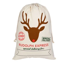 1 шт. Рождественский мешок Санта Подарочный мешок большой холщовый мешок на завязках для подарков бежевый A30