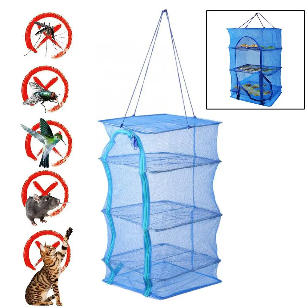 Details about   Fishing Hanging Net 4 Layers Drying Rack Folding Small Mesh Fish Vegetable 