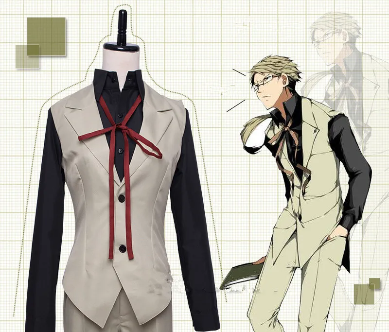 Bungo бродячие псы Косплей Kunikida Doppo Cosplay Полный комплект униформы костюм японское
