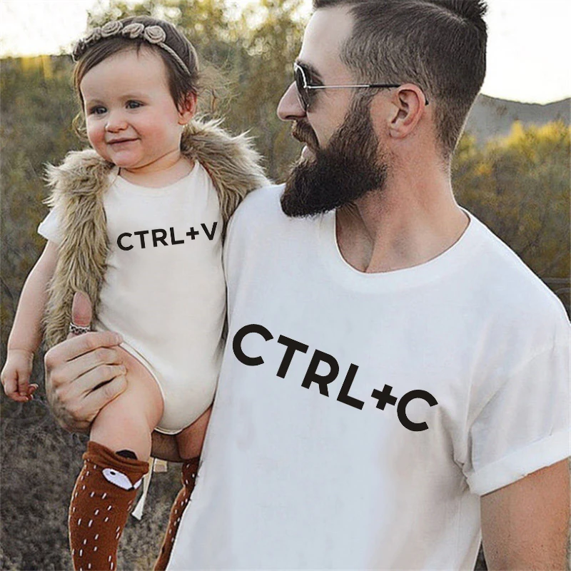 Сочетающаяся Футболка с принтом Ctrl+ C и Ctrl+ V для папы, Детский боди, идеальный подарок на день отца, семейная одежда