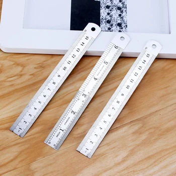 

1pc 15cm Stainless Steel Metal Straight Ruler Ruler Tool Precision Double Sided Measuring Tool Office stationery