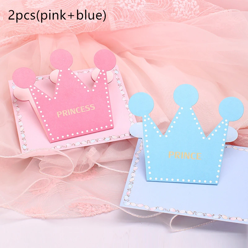 Blue Pink Crown 3D Белоснежка Принцесса Золушка поздравительная открытка Дети День рождения Свадьба Вечеринка благословение открытка приглашения День Святого Валентина декорации - Цвет: Blue Pink Crown