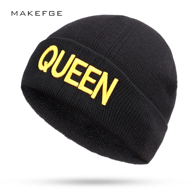 KING QUEEN, зимние шапки для женщин, Новые Вязаные шапки, одноцветные милые шапки для девочек, осенние женские шапки, теплые шапки, женские повседневные Шапки