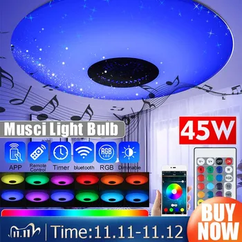 

Modern LED Ceiling Lights Dimmable RGB RGBW Music Lamp bluetooth Speaker Remote APP Control for Livingroom 110V/220V